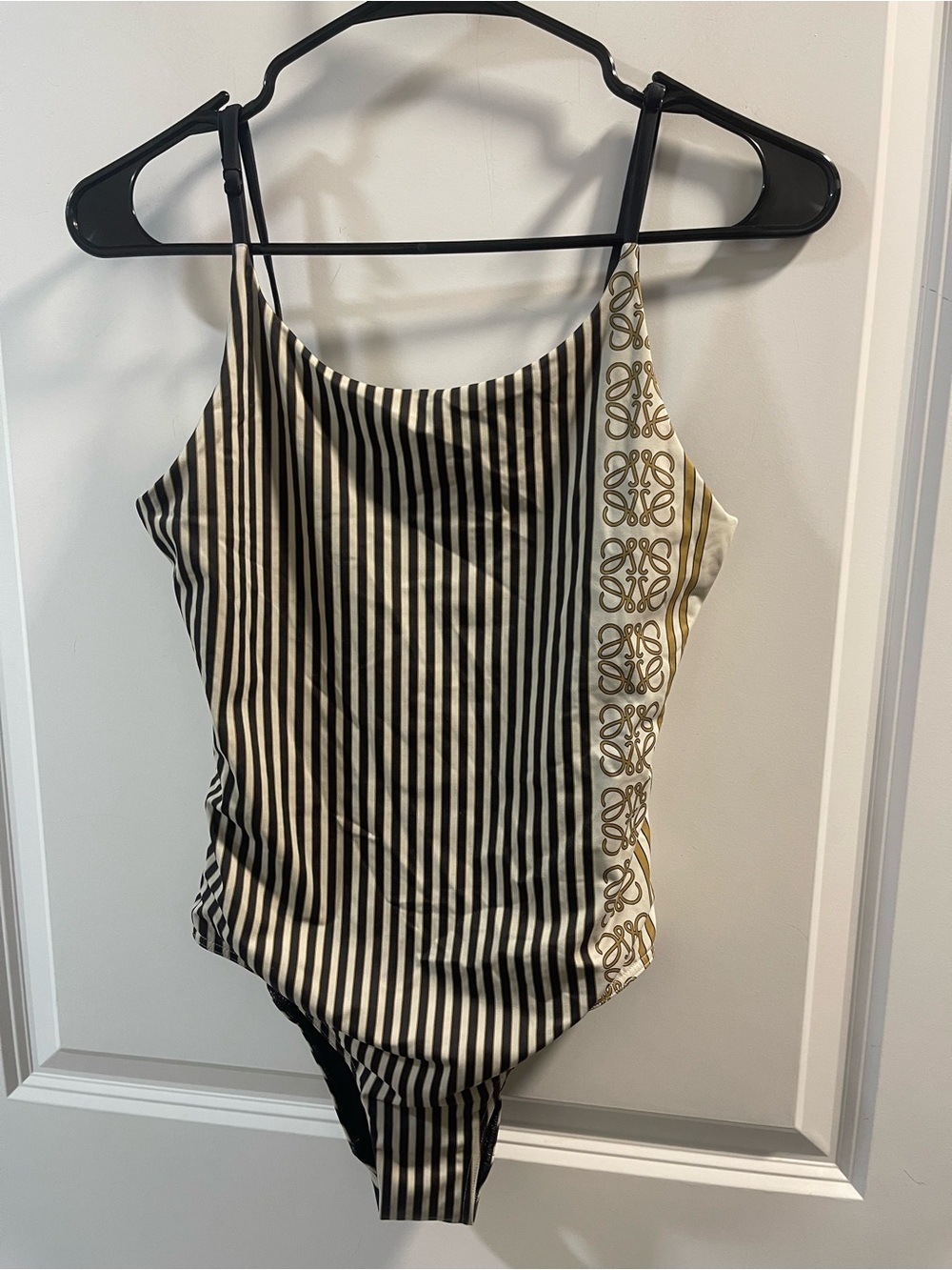 Loewe Black, White & Gold Striped One-Piece Very Good Condition Made In Italy